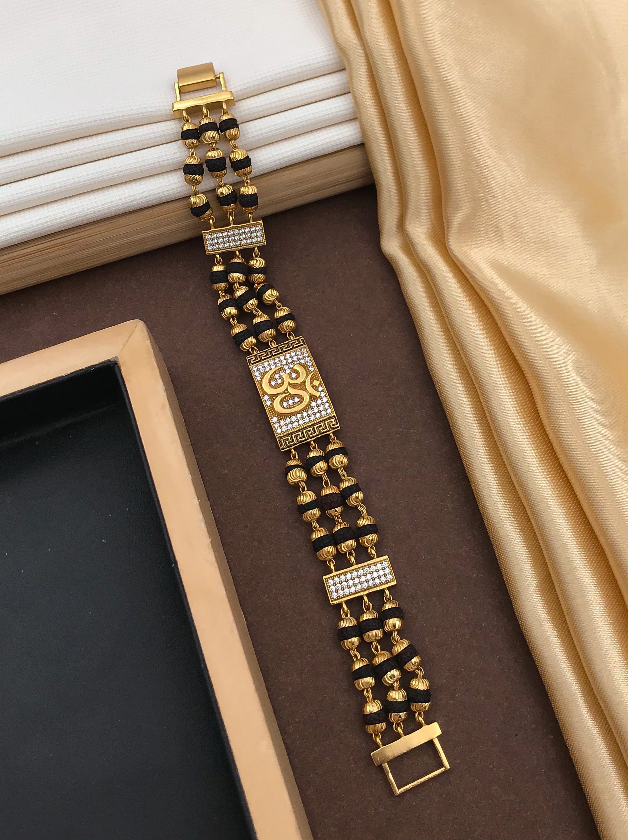 3 Line om rudraksha bracelet for men