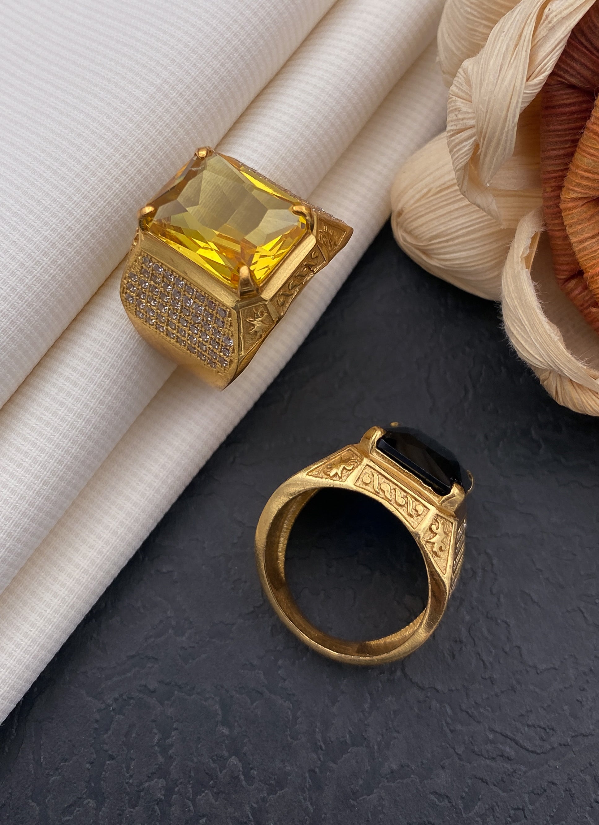 New neno yellow stone ring diamonds for men